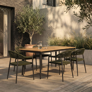 Juego de Mesa de Comedor Rectangular Moderno y Resistente con Seis Sillas Cómodas para el Hogar, Muebles para Restaurante, Uso en Exteriores - Product Image 4