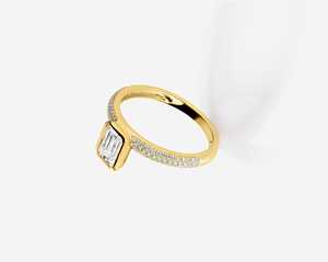 Diamond Engagement <b>Rings</b> Wholesale 14K Solid Gold <b>Emerald</b> Round Lab Grown Solitaire Bezel Set Micro Pave 2.2mm Band Fine Jewelry - Product Image 3