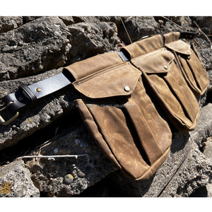 Sac de jeu de chasse aux oiseaux fait à la main 100% sac en toile cirée en coton biologique avec ceinture grand sac véritable extérieur pochettes de ceinture robustes - Product Image 1