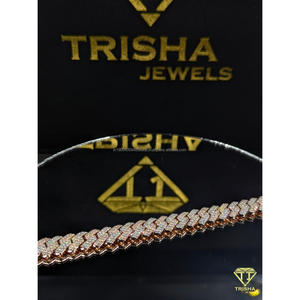 Bracelet cubain en diamant Moissanite VVS, argent sterling 925, entièrement serti de pierres, bijoux de luxe pour homme, style hip-hop, par Trisha Jewels - Product Image 2