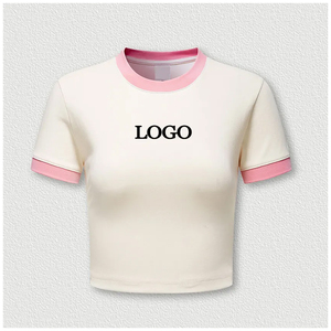 T-shirt Ringer en Coton Premium pour Homme, Vintage, à Bordures Contrastées, Manches Courtes, Décontracté, Streetwear, Vente en Gros - Product Image 1