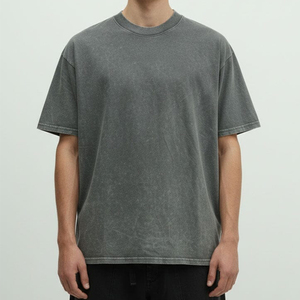 T-shirt pour homme en coton 100% sur mesure, design OEM, coupe ample et oversize, col montant, manches courtes, impression sérigraphique de haute qualité - Product Image 1