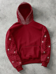 เสื้อฮู้ดขนแกะปักเพชร 100% ผ้าฝ้าย สำหรับฤดูหนาว แบบสั่งทำได้ ยูนิเซ็กซ์ 2 ชิ้น - Product Image 3