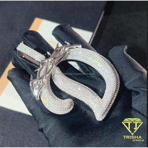 จี้เพชรแบบ Iced Out สำหรับผู้ชาย สร้อยคอจี้รูปตัวอักษร D สไตล์ฮิปฮอป เครื่องประดับหรูหรา - Product Image 5