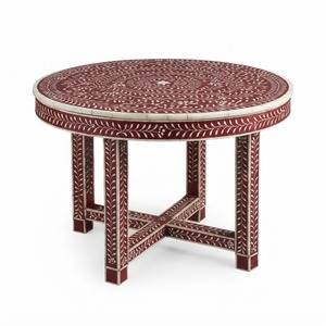 Mesa de centro clásica verde con incrustaciones de hueso, mesa central cuadrada de madera personalizada con un adorno floral elaborado para decoración del hogar, hoteles y villas. - Product Image 5