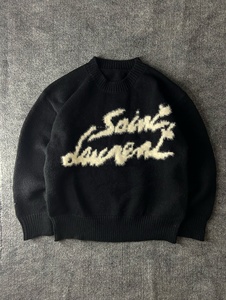 Pull court en maille gaufrée épaisse à rayures, broderie logo script, tricoté, très tendance - Product Image 3