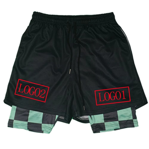Wholesale Custom Logo Gym Wear Shorts Nylon Mens Double <b>Layer</b> Breathable Sports Fitness Gym Shorts Athletic Shorts - Product Image 4