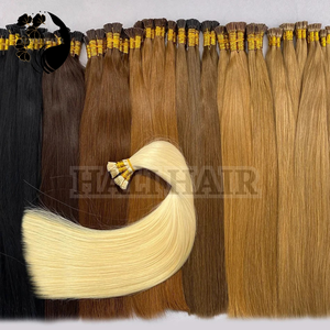 Extensiones de cabello humano Remy con punta recta, origen vietnamita, queratina preadherida, textura suave de larga duración, fácil de aplicar y quitar - Product Image 1