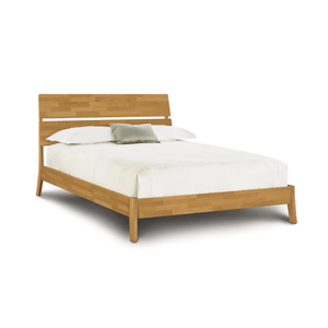 Lit double en bois finition cerisier traditionnel |   Lit plateforme à pieds écartés en gros Inde - Product Image 3