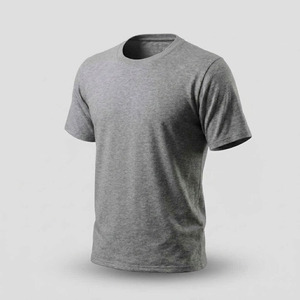เสื้อยืดคอกลมแขนสั้นผ้าฝ้ายสีเทาสำหรับผู้ชายทรงปกติแบบลำลอง - Product Image 1