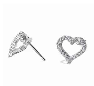 Boucles d'oreilles en forme de cœur éternel avec moissanite en argent sterling 925 plaqué or 14 carats, bijoux de luxe, cadeau pour femmes - Product Image 1