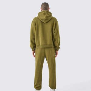 Custom Oversized Heavyweight Cotton Fleece Men Tracksuit <b>Set</b> Raw Seam Hoodie Jogger Pants Two Piece Winter Sweatsuits Men - Product Image 1