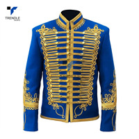 Veste chemise en laine noire double boutonnage de haute qualité pour homme, col mandarin, broderie dorée, logo frontal, manteau d'hiver formel