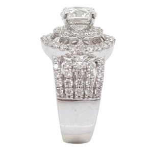 Bague de mariage unisexe Gemvanity SR1456 en or 14 carats plaqué or, sertie de moissanite taille brillant classique, style Chanel, pour femme - Product Image 2