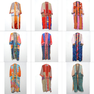ชุดคลุมกิโมโนผ้าไหมแท้ 100% งานแฮนด์เมด ดีไซน์หรูหรา ตกแต่งด้วยผ้าปะติดปะต่อ คอวี ปรับเชือกได้ เนื้อผ้านุ่ม ระบายอากาศดี เหมาะสำหรับใส่คลุมชุดว่ายน้ำในฤดูใบไม้ผลิ หรือใส่ไปชายหาด สไตล์โบโฮ สำหรับผู้หญิง - Product Image 1