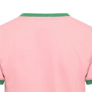 Camiseta Ringer Rosa y Verde para Mujer, Manga Corta, Casual, con Ribete en Contraste, Diseño Gráfico, Colección de Ropa de Moda - Product Image 4