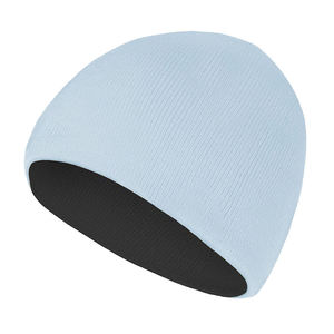 Bonnet en tricot noir uni, décontracté, style slouchy, pour l'hiver, unisexe, avec revers côtelé - Product Image 4