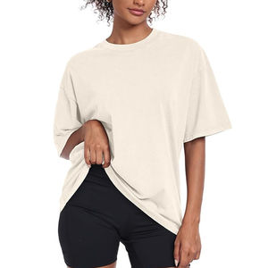 Camiseta Gráfica de Color Sólido para Mujer, Talla Grande, Cuello Redondo, Transpirable, 100% Algodón, Estilo Casual, Verano, Ecológica, Secado Rápido, Personalizada - Product Image 3