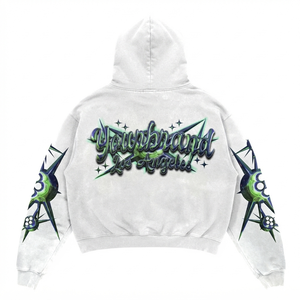 <b>Men</b> Front Pullover Hoodie 400 GSM Premium Cotton Fleece <b>White</b> Oversized Soft Eco-Friendly Anti-Wrinkle Breathable Custom DTF - Product Image 2