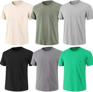 Camiseta de Hombre con Cuello en V, Manga Corta, Corte Holgado, Ribete en Contraste, Estampado Casual, Poliéster/Algodón Antiarrugas, Ecológica - Product Image 5