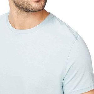 T-shirt léger en coton et polyester pour homme, vêtement d'extérieur, sublimation, coupe classique, tissu tricoté, bleu clair, respirant - Product Image 3