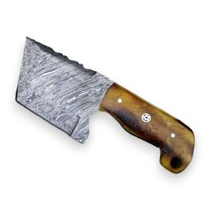 Couteaux de chasse professionnels en acier Damas, couteaux utilitaires de survie à lame fixe pour l'extérieur avec une tranchant de coupe affûtée et une poignée - Product Image 1