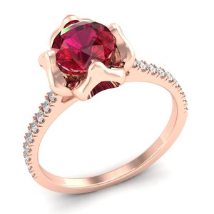 Bague de fiançailles REYES en or 14 carats avec rubis de 1 carat et diamants, cadeau de mariage, bijoux fins pour femme - Prix de gros - Product Image 2