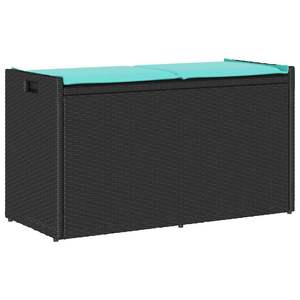 ม้านั่งเก็บของสำหรับลานบ้านหวายโพลีสีดำขนาด 39.4 นิ้วพร้อมเบาะรองนั่ง - Product Image 1