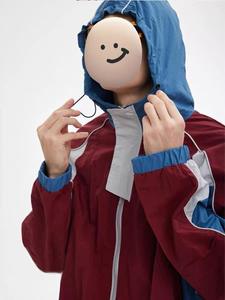 2026 Trending Custom <b>Men's</b> Color Block Windbreaker Jacket Streetwear Oversized Hooded Lightweight Waterproof Outerwear <b>Coat</b> - Product Image 2