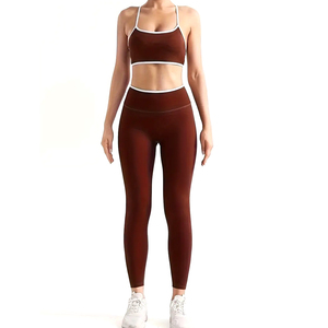 Conjunto de yoga de 2 piezas, pantalones deportivos para mujer que realzan los glúteos y sujetador deportivo, conjunto para correr, ropa deportiva informal transpirable de secado rápido - Product Image 1