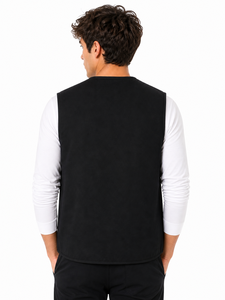 Gilet sans manches noir pour homme, décontracté, avec fermeture éclair sur le devant, multi-poches, col en V, veste légère et fonctionnelle - Product Image 3