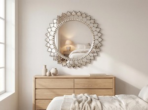 Artisanal Segments Sunburst Round <b>Crystal</b> Glass Handmade Wall <b>Mirror</b> REHMAN CRAFT - Product Image 3