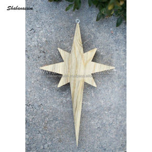 Ornements de Noël Décorations suspendues d'arbre d'ange en bois Décor de Noël fait à la main d'Inde Articles de Noël d'Inde - Product Image 3