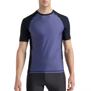 <b>Mens</b> Short Sleeve Color Blocked Rash Guard Quick Dry Polyester <b>Swim</b> <b>Shirt</b> Athletic Sports Training Workout Fitness Surfing Cycli - Product Image 5