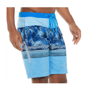 UPF 50 <b>Men's</b> Eco-Friendly High Waist <b>Men's</b> Stretch Swim <b>Trunks</b> w/ Diagonal Pocket Bermuda Style Summer Breathable Shorts - Product Image 3