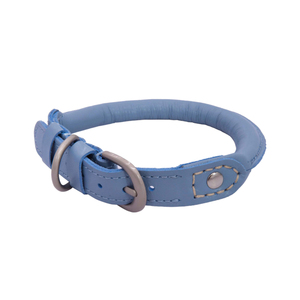 Premium Rolled Leather <b>Dog</b> <b>Collar</b> and Lead Set for Long-Haired Breeds, Soft Tubular Design with Metal Hardware, Stylish Durable - Product Image 1