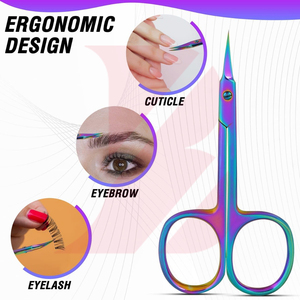 Produit tendance du moment : Ciseaux à cuticules couleur arc-en-ciel avec étui en cuir individuel, ciseaux de précision pour le soin des ongles - Product Image 5