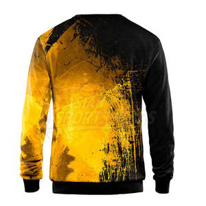 เสื้อสเวตเชิ้ตคอกลมพิมพ์ลายสีดำเหลืองสำหรับผู้ชาย ทรงปกติ ลำลอง ถักทอ แขนยาว เหมาะสำหรับใส่ในฤดูใบไม้ร่วง - Product Image 2