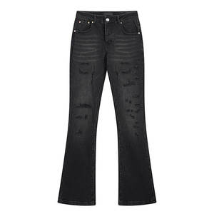 Pantalon en jean bleu foncé coupe ample pour homme – Jean décontracté droit taille mi-haute style streetwear européen et américain - Product Image 4