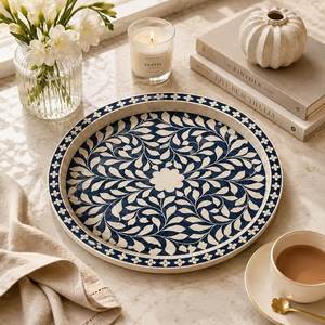 Support à gâteau en os incrusté de nacre de haute qualité, plateau de service MOP pour la maison de luxe, cadeau Ramadan Aïd - Product Image 1