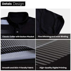 Deportes personalizados para hombres para camiseta Polo transpirable y de secado rápido 100% poliéster Jersey con patrón de impresión - Product Image 3