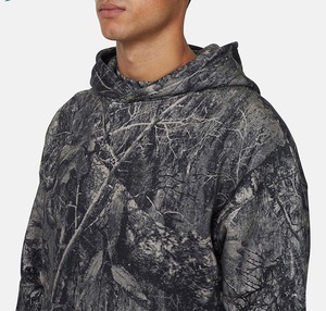 Sweat à capuche respirant personnalisé avec impression intégrale camouflage Real Tree, coupe oversize pour homme, taille personnalisée, logo, effet délavé vintage, camouflage - Product Image 3