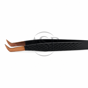 Pinzas para Pestañas Negras con Puntas de Oro Rosa, Agarre de Diamante, Precisión, Acero Inoxidable, Pinzas para Extensión de Volumen, Pinzas para Pestañas de Alta Calidad - Product Image 1