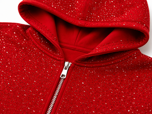 Sudadera con capucha y cremallera completa personalizada con pedrería para hombre, corte regular, estilo urbano, forro polar 100% algodón prémium, ecológica, de lujo para invierno - Product Image 5