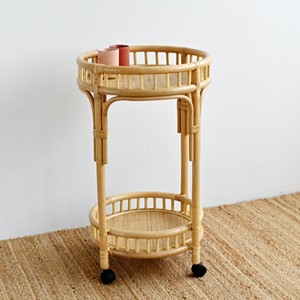 Beverage bar carts rattan mobile food cart latest design serving trolley hand-woven trolleys - Product Image 6