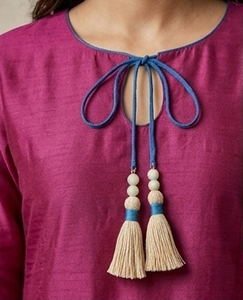 Ornement suspendu en coton avec pompons, style rustique, franges perlées, décoration intérieure, salon, utilisation en intérieur - Product Image 2