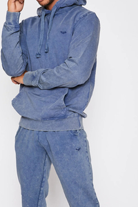 Vente en gros de sweats à capuche personnalisés pour hommes, style streetwear, couleur unie, effet délavé, en molleton 100% coton, collection 2026, service OEM, et survêtements pour hommes - Product Image 2