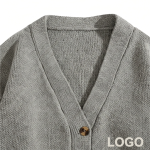 Suéter Cárdigan de Punto con Logotipo Personalizado, Diseño a Cuadros Acrílicos, Cierre de Botones, Cuello en V, Dobladillo Acanalado, Unisex, Ropa Casual para Venta al Por Mayor - Product Image 4