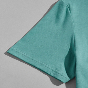T-shirt à manches courtes pour homme, col rond, coupe classique, design uni en tricot, bleu, blanc, noir - Product Image 6