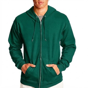 Sudadera con capucha verde para hombre con cremallera completa, forro polar, informal, con cordón, bolsillo canguro, manga larga, ajuste regular - Product Image 4